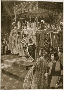 Prezentace ostruh a meče při korunovaci Jindřicha VI. na den svatého Leonarda, 6. listopadu 1429, z „The Illustrated London News“, 1902 od Samuel Begg