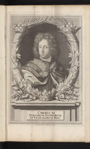 Portrét van Karel XI van Zweden Karel XI., král švédských Gótů a vandalů (titul na předmětu) Švédsko starověké a moderní (název série) od Samuel Blesendorf