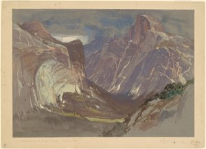 Half Dome a Royal Arches, Yosemite, z Glacier Point (s kvašem na šedém papíře) od Samuel Colman
