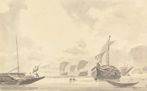 Lodě na řece Hooghly [Hooghly] od Samuel Davis