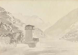 Pohled z mostu ve Wandepore [Wangdu Phodrang] od Samuel Davis