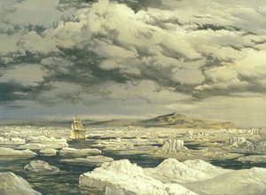 První objev země HMS Investigator, 6. září 1850, vyryl E. Walker, 1854