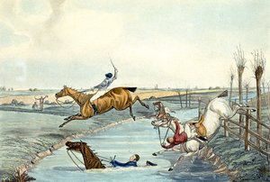 Druhá míle, z Steeplechasing, vyryla Charles Hunt (1929-1900) (barevně lito) od Samuel Henry (after) Alken