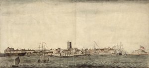 Jihovýchodní pohled na Kingston upon Hull (pero, tuš a wash na papíře) od Samuel Heywood