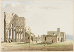 Tynemouth Priory, Northumberland (pero, tuš a čb na papíře)