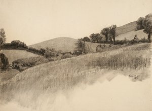 Venkovská krajina, 1884 (uhlí na leštěném papíře)