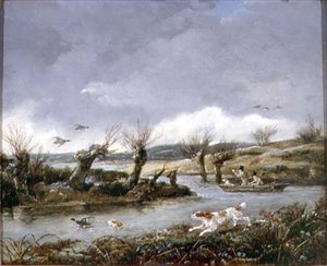 Střelba na kachnu (olej na plátně)