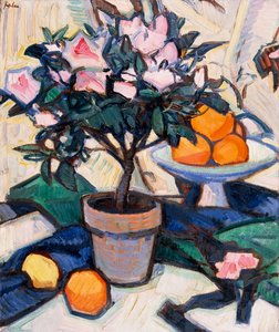 Růžová azalka a pomeranče, kolem roku 1913 od Samuel John Peploe