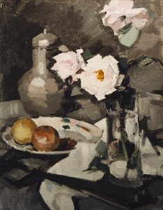 Růžové růže ve skleněné váze, c. 1924 od Samuel John Peploe