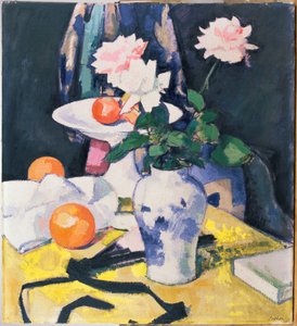 Růže a pomeranče, kolem roku 1920 (olej na plátně) od Samuel John Peploe