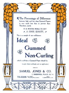 Samuel Jones & Co. - Ideální pogumovaná nekudrnatá reklama, 1919 od Samuel Jones