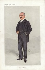 Archer Baker, C P R V Evropě, karikatura Vanity Fair (barevné lito) od Samuel Luke (after) Fildes