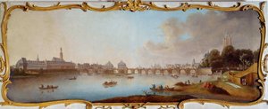 Pohled na panorama města Frankfurt z Frankfurtu nad Mohanem v Německu. Obraz Samuela Munda (1724-1794) Frankfurt 18. století, historické muzeum od Samuel Mund
