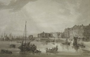 Margate Harbour, 1806 (hnědá barva přes grafit)