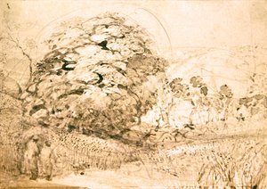 Cesta přes kukuřičné pole, cca 1832-33 (akvarel na papíře) od Samuel Palmer