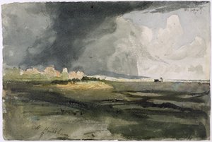 At Hailsham, Sussex: Storm Approaching, 1821 (wc nad grafitem na papíře) od Samuel Palmer