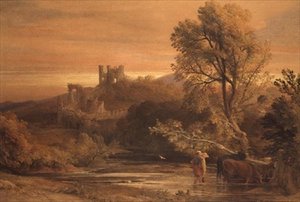Dobytek přecházející přes potok od Samuel Palmer