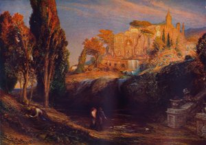 „Emily a Valancourt na zámku Le Blanc: Lady Foixová slyší od doktora Foixe, Záhady Udulpha“ od Samuel Palmer
