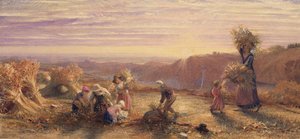 Západ slunce nad Gleaning Fields od Samuel Palmer