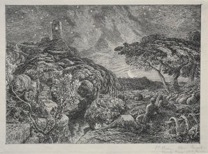 Osamělá věž od Samuel Palmer