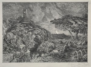 Osamělá věž, 1879. od Samuel Palmer