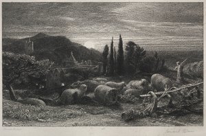 Vycházející měsíc od Samuel Palmer