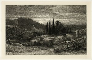 Vycházející měsíc od Samuel Palmer