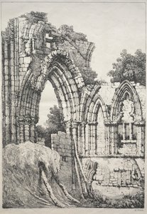 Řada starověkých budov a venkovských domků v severní Anglii: V Yorku, ruiny, 1821. od Samuel Prout