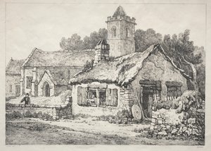 Řada starověkých budov a venkovských domků v severní Anglii: Ayton, 1821. od Samuel Prout