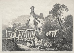 Řada starověkých budov a venkovských domků v severní Anglii: Near Byland, 1821. od Samuel Prout