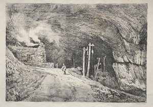 Série starověkých budov a venkovských domků v severní Anglii: Peak Cavern od Samuel Prout