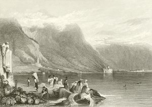 Hrad Chillon, Ženevské jezero, Švýcarsko od Samuel Prout
