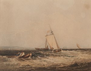 Rybářské lodě, asi 1820 (akvarel na papíře) od Samuel Prout