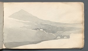 Sketchbook: Mountainous Landscape with Bridge, 1814. od Samuel Prout
