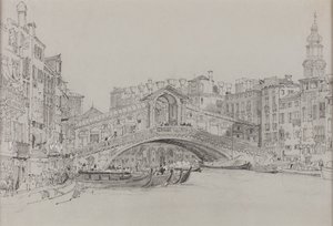Rialto, Benátky, datum neznámé (akvarel na papíře) od Samuel Prout