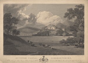 Severovýchodní pohled na hrad Dunster, Somersetshire