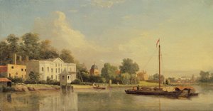 Vila Alexandra Popea (1688-1744), Twickenham, kolem roku 1759 (olej na panelu) od Samuel Scott
