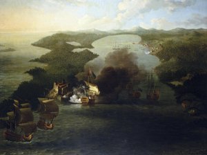 Španělské koloniální války: dobytí Porto Bello (nebo Puerto Bello) (Argentina), 21. listopadu. od Samuel Scott