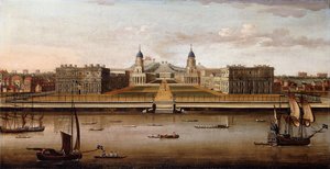 Pohled na The Royal Hospital, Greenwich, od Temže,