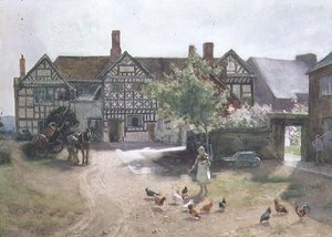 Darcy Lever Old Hall (akvarel na papíře) od Samuel Towers