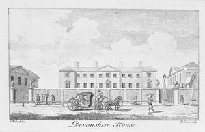 Devonshire House, vyrytý Benjamin Green, 1761