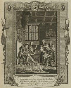 Lord Cromwell představuje v Londýně roku 1538 nový překlad Bible králi Jindřichu VIII.