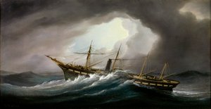 Pádlový parník "Great Western" ve vichřici, polovina - konec 19. století (olej na plátně) od Samuel Walters