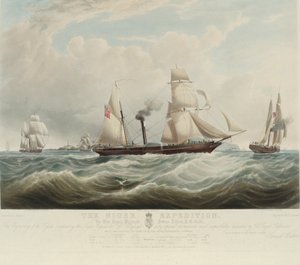 Nigerijská expedice, soutok řek Niger a Benoue, lodě Albert, Sudan a Wilberforce u Holyheadu (Wales), srpen-říjen 1841 od Samuel Walters