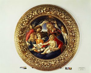 Madona z Magnificat a pět andělů (tondo) - 1481-1483 od Sandro Botticelli