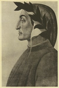 Botticelli: Dante Alighieri (černobílá fotografie) od Sandro (after) Botticelli