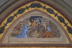 Narození Krista s chlapcem Johnem, který spěchá od Sandro Botticelli