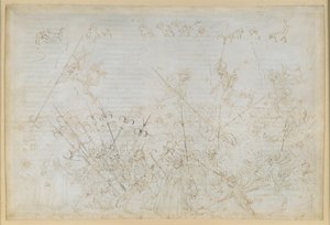La Divina Commedia, Inferno XXII. Vergilius a Dante v osmém kruhu pekla (Malebolge), 5. bolgia: Trest pro zkorumpované; útěk Ciampola od Sandro Botticelli