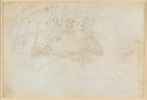 La Divina Commedia, Inferno XXXIV (1): Střed pekla: Lucifer drtící v ledu Giudeccy Jidáše, Bruta a Cassia od Sandro Botticelli