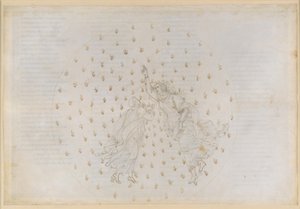 La Divina Commedia, Paradiso VI. Druhá planetární sféra (nebe Merkuru): Justinian vypráví Dantemu historii císařství a hovoří o duších spravedlivých na Merkuru od Sandro Botticelli